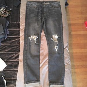 The Kooples men’s blk faded and torn jeans